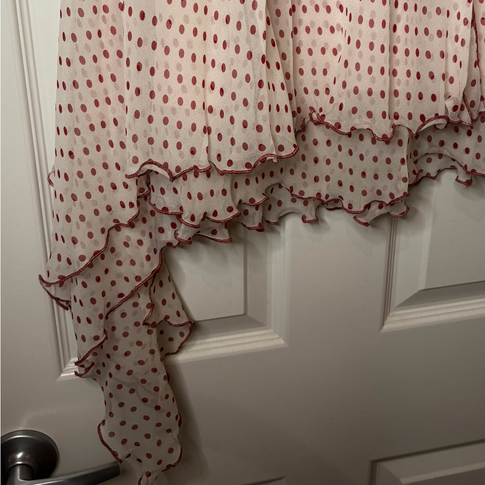 Pink & Red Asymmetric Polka Dot Skirt - Picture 2 of 5